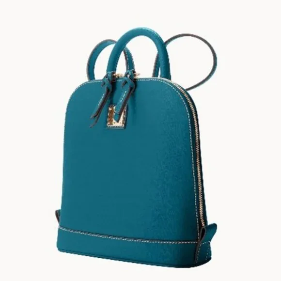 Dooney & Bourke Saffiano Small Zip Pod Backpack, NWT in bag, Deep Teal - Picture 2 of 5